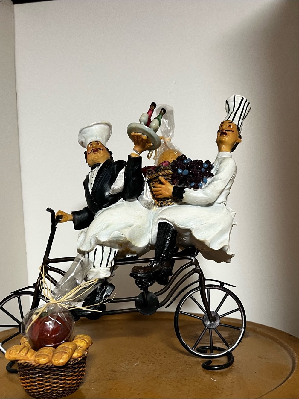 Whimsical Chef Duo Home Art Statue in White and Black